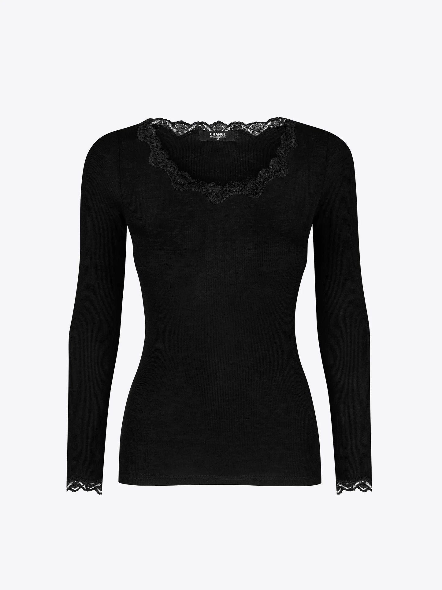 Musta värvi siidi villa pikkade varrukatega särk