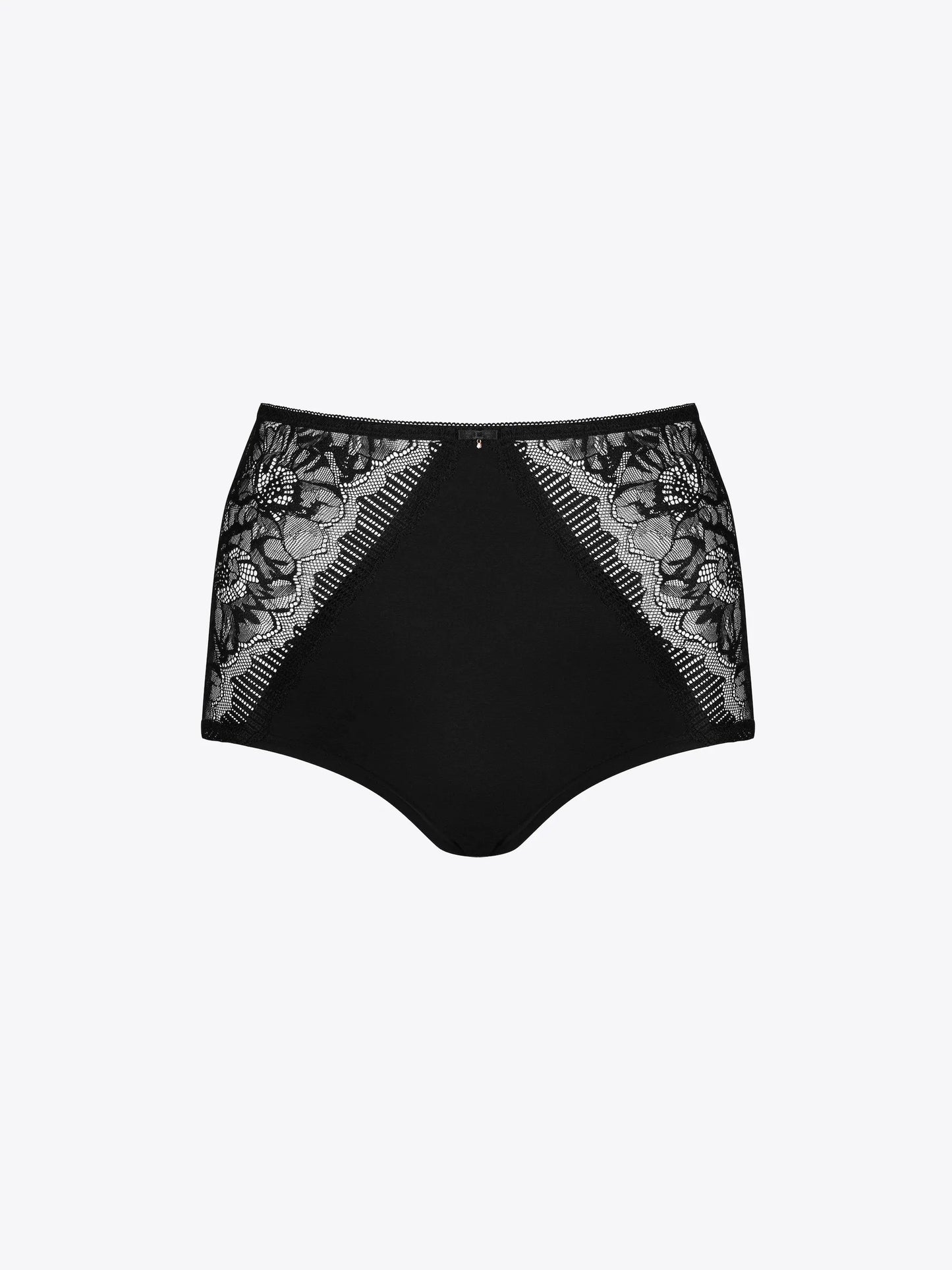 Musta värvi pitsilised kõrge pihaga aluspüksid