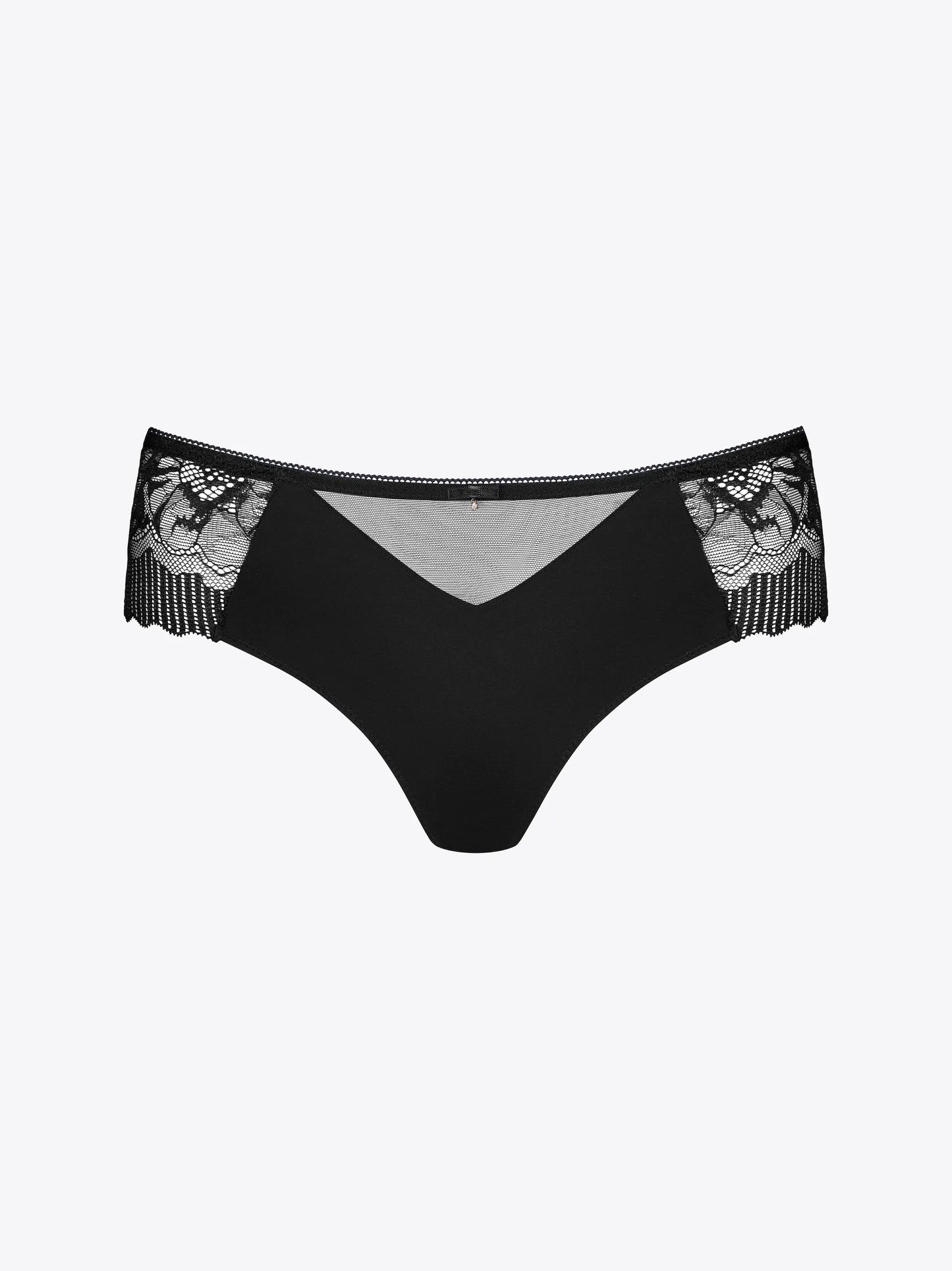 Musta värvi pitsilised hipster string aluspüksid