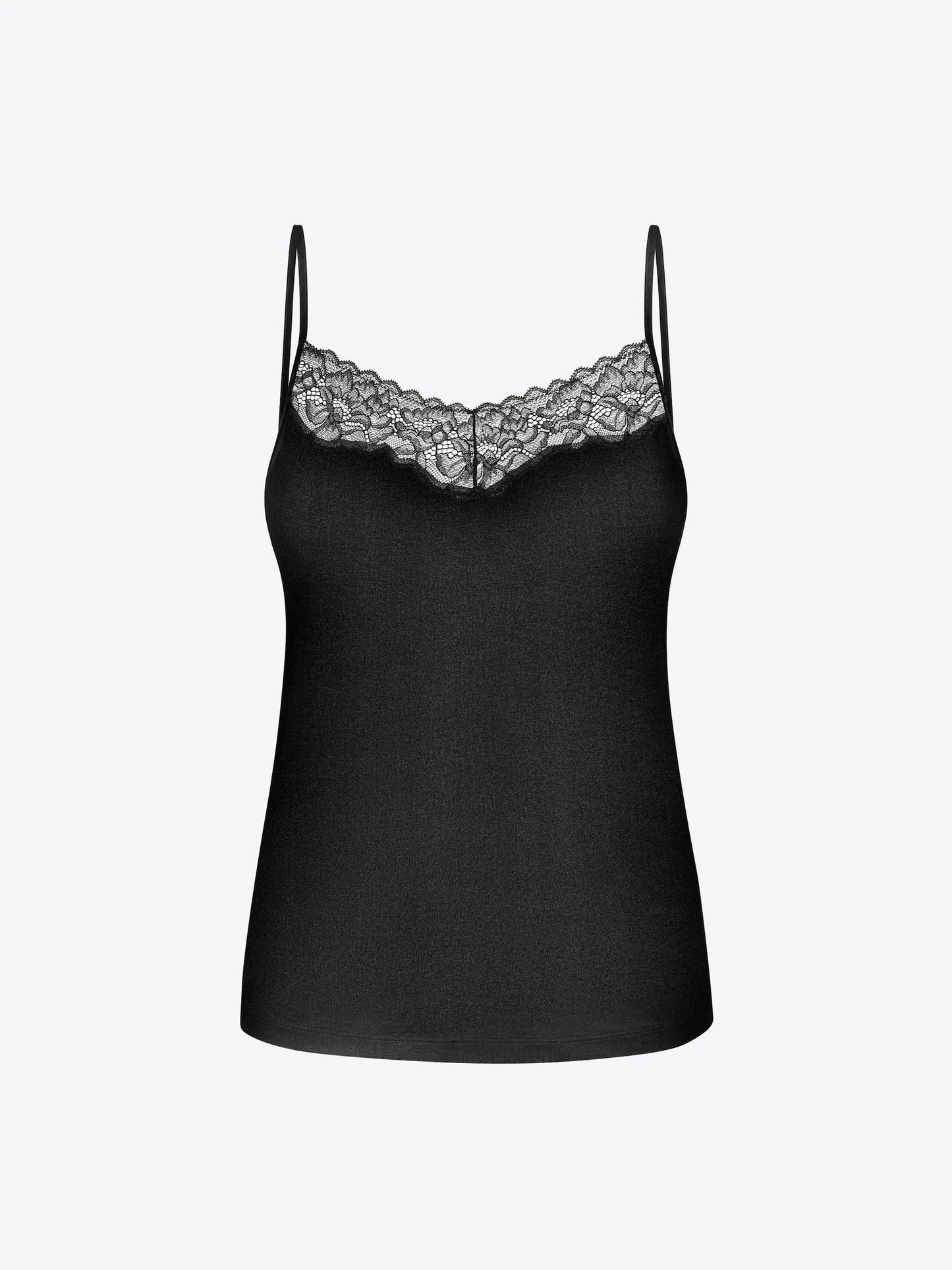 Musta värvi pitsi äärega siidist top