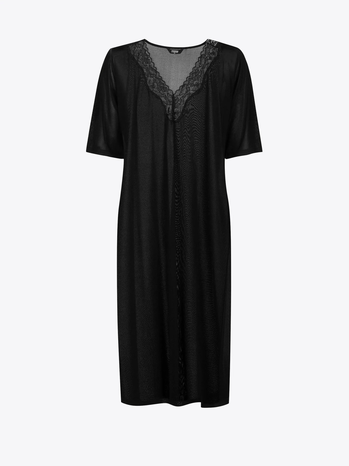 Musta värvi siidist pikk öösärk pitsi äärega