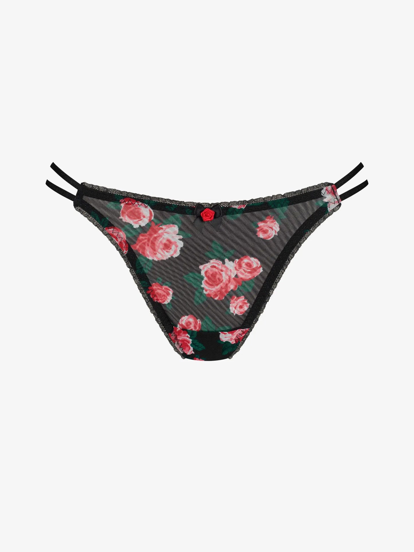 Mustal taustal roosimustriga mini stringid