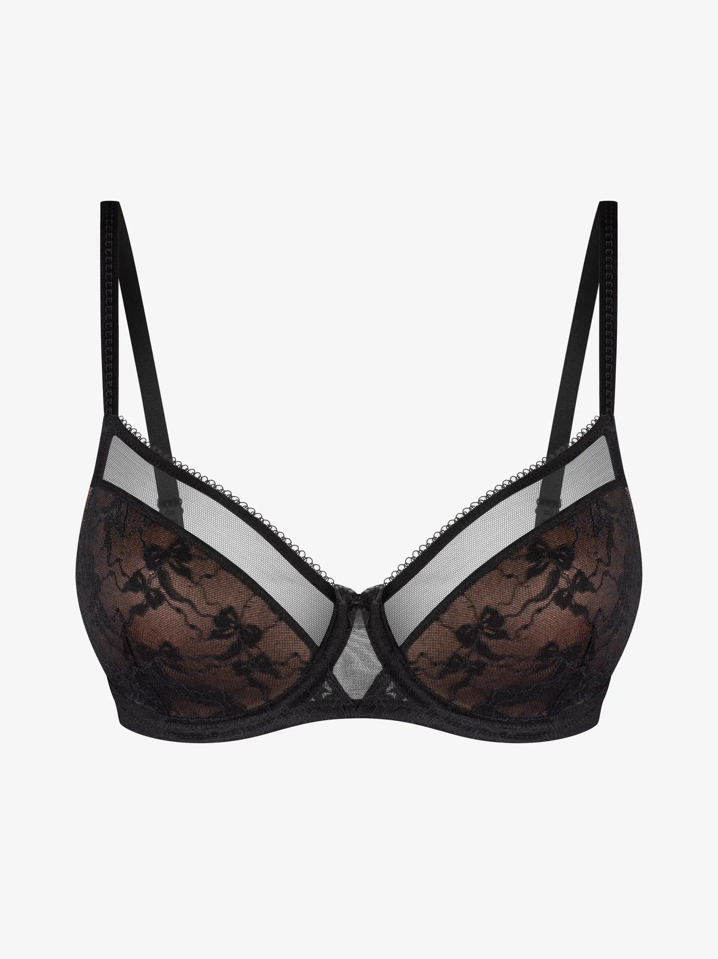 Musta värvi pitsiga padded rinnahoidja