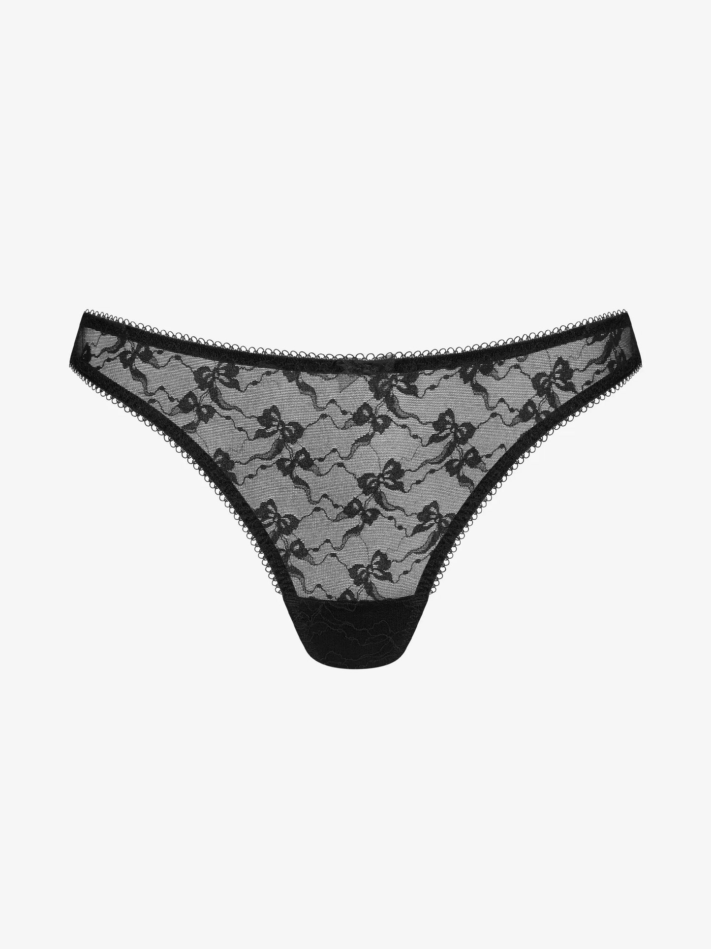 Musta värvi pitsilised string mini aluspüksid