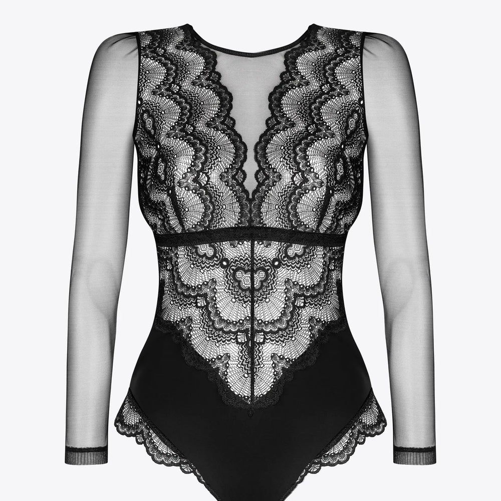 Musta värvi pitsiline bodi