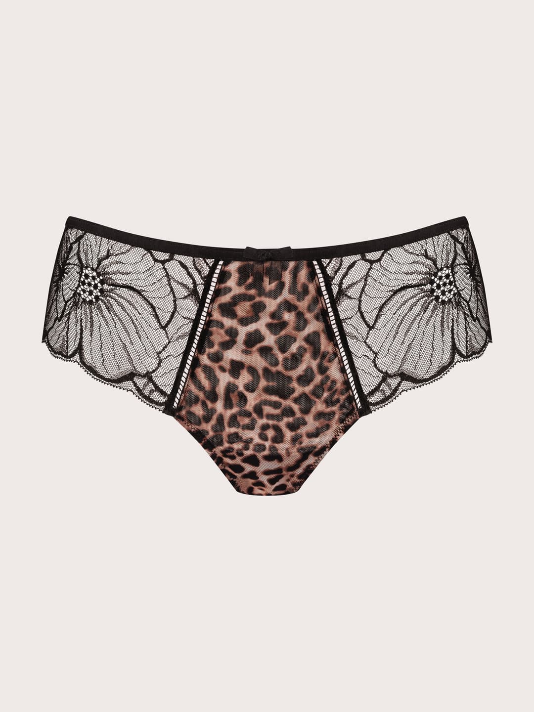 Musta pitsi ja leopardimustriga Temptation hipster string aluspüksid
