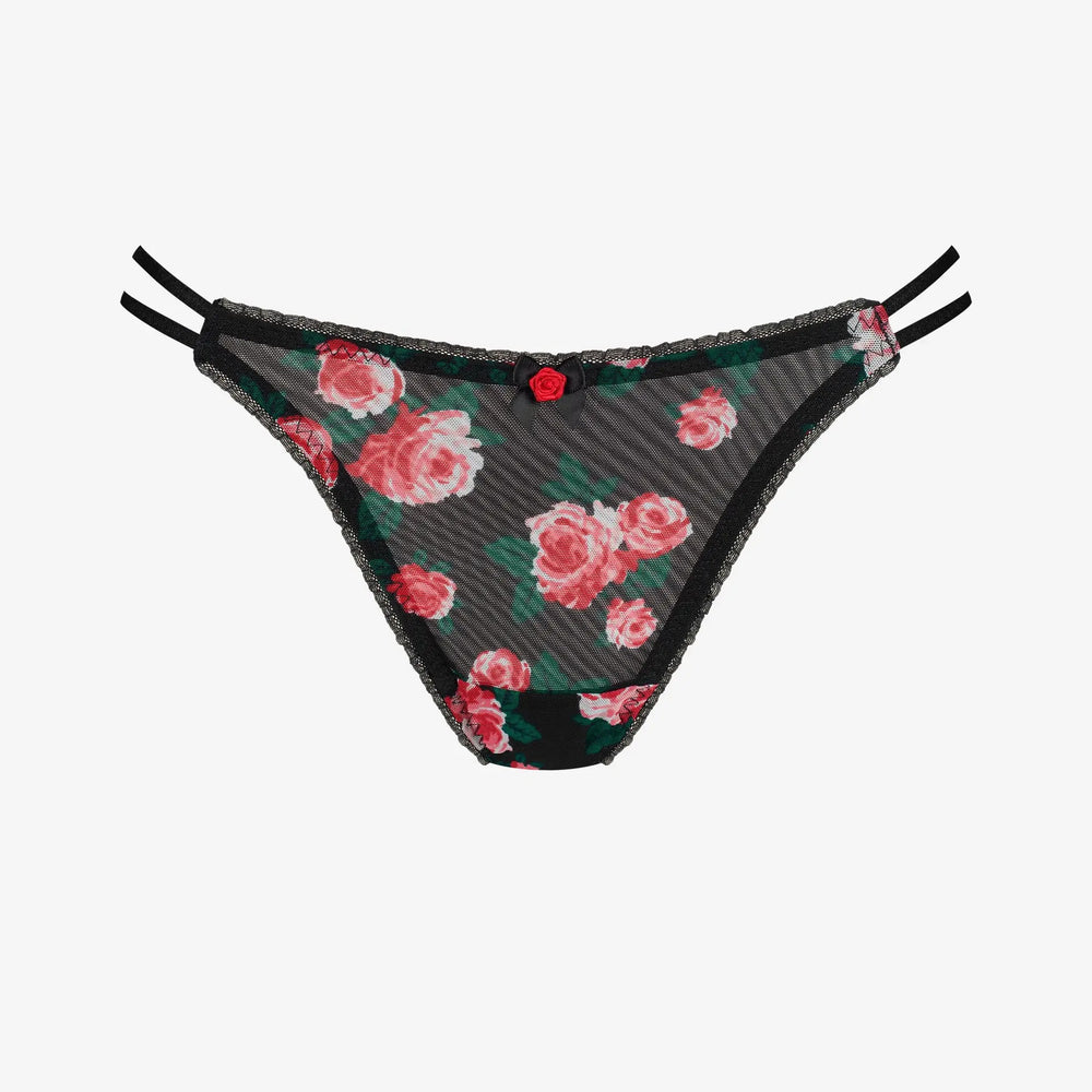 Mustal taustal roosimustriga mini stringid