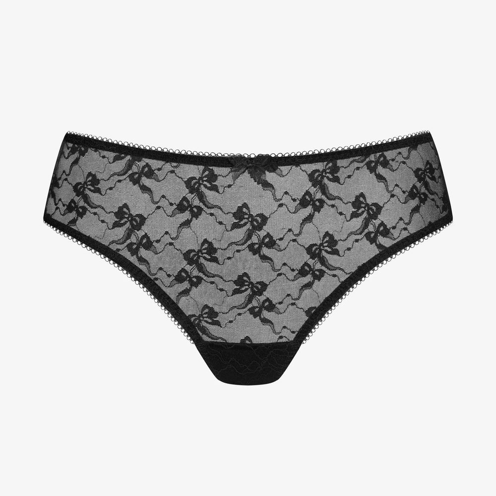 Musta värvi pitsilised hipster string aluspüksid